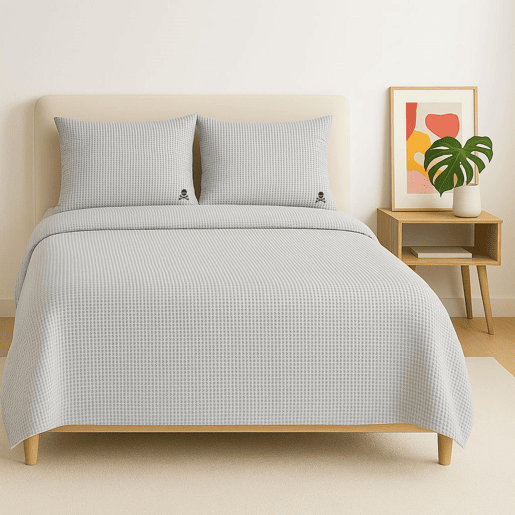 Definir leito de waffle (estojo nórdico 260x240cm + 2 50x105cm fronhas)