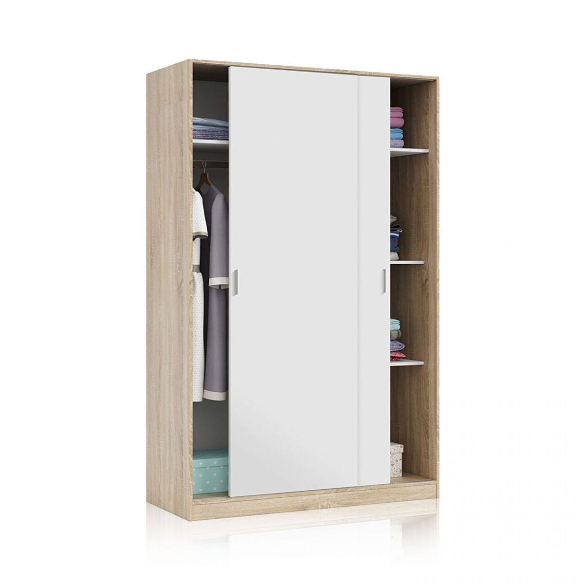 Armario max blanco artik (blanco mate) - roble canadian 120 x 200 x 50 cm
