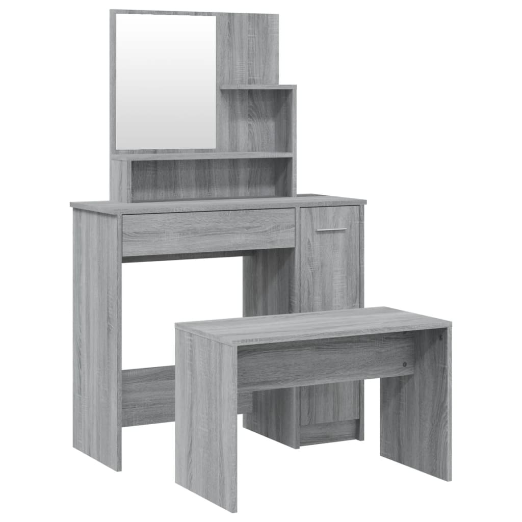 Juego de tocador - tocador de maquillaje - mesa de tocador color gris sonoma 86,5x35x136 cm