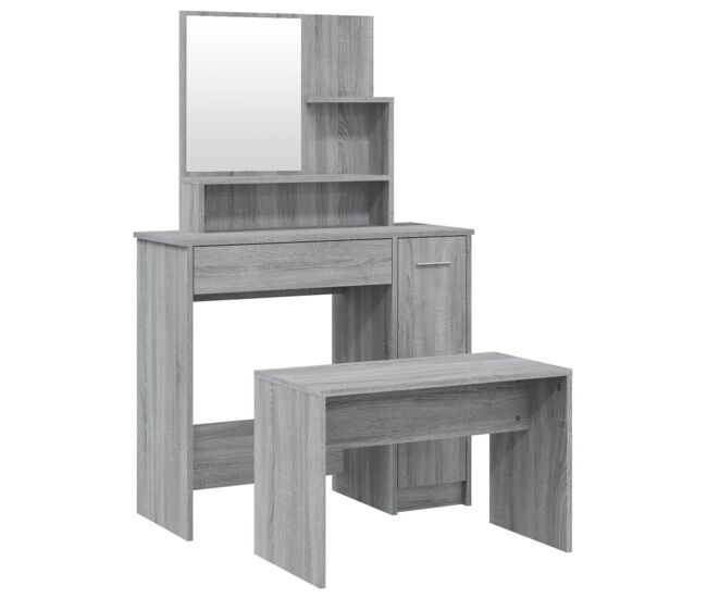 Juego de tocador - tocador de maquillaje - mesa de tocador color gris sonoma 86,5x35x136 cm
