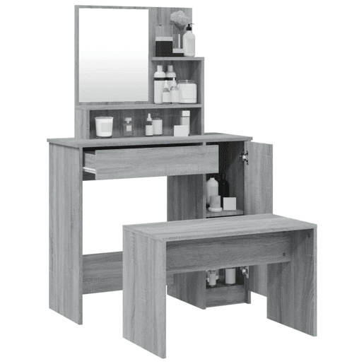 Conjunto Penteadeira - Toucador 86,5x35x136 cm cor sonoma cinzento