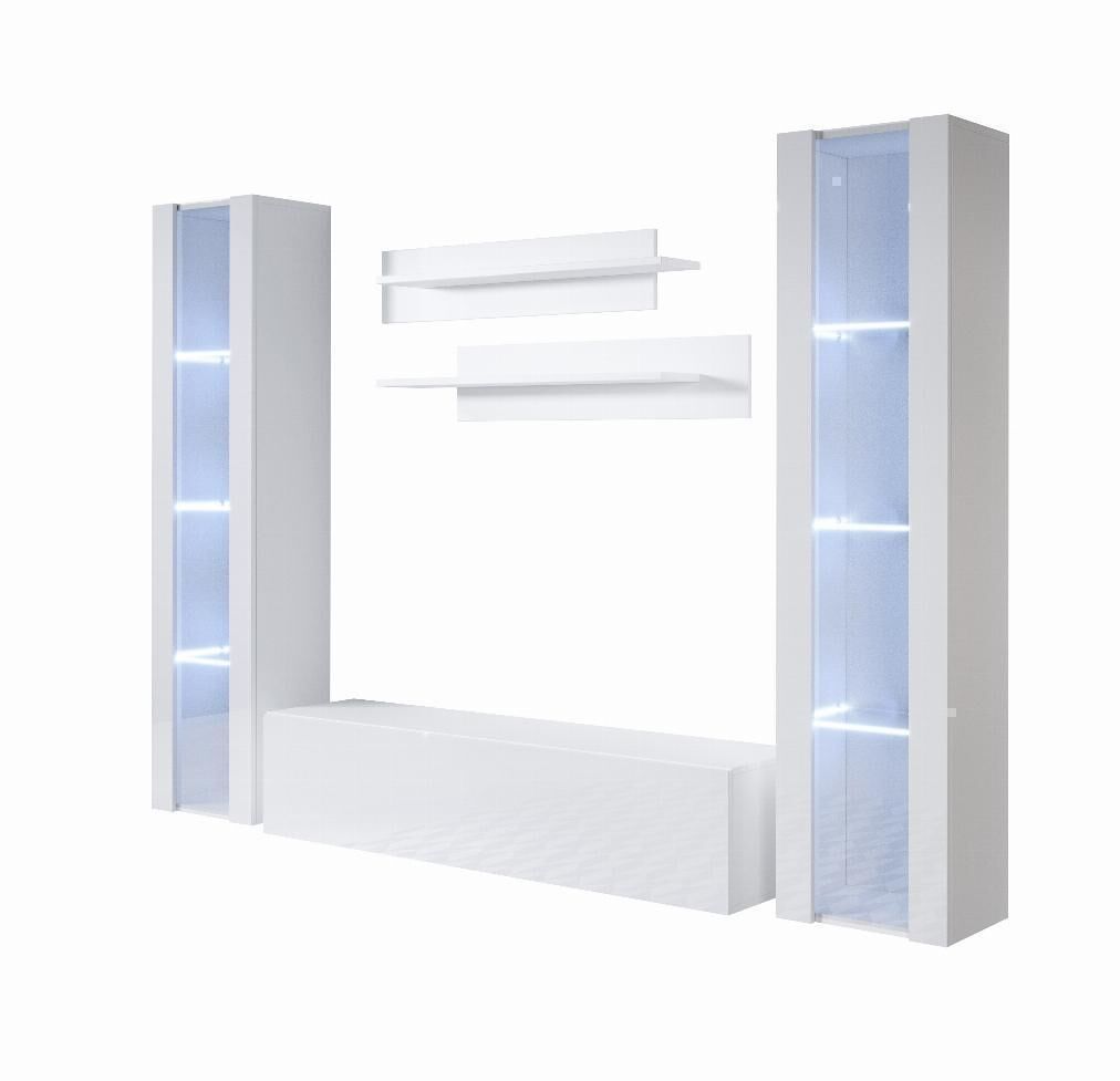 Mueble de salón salón comedor blanco 260x40x165 3 puertas led luke 8 muebles bonitos