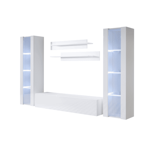 Móvel de sala Sala de estar e jantar Branco 260x40x165 3 portas LED Luke 8 Muebles Bonitos