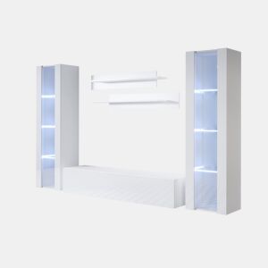 Móvel de sala Sala de estar e jantar Branco 260x40x165 3 portas LED Luke 8 Muebles Bonitos