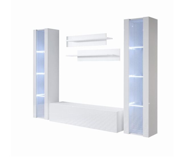 Mueble de salón salón comedor blanco 260x40x165 3 puertas led luke 8 muebles bonitos