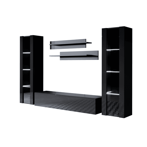 Móvel de sala Sala de estar e jantar Preto 260x40x165 3 portas LED Luke 8 Muebles Bonitos