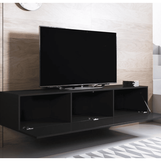 Móvel de sala Sala de estar e jantar Preto 260x40x165 3 portas LED Luke 8 Muebles Bonitos