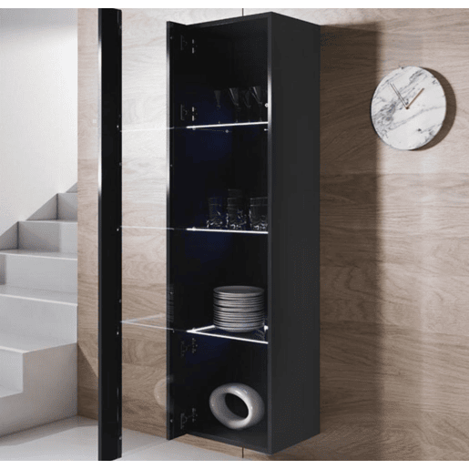 Móvel de sala Sala de estar e jantar Preto 260x40x165 3 portas LED Luke 8 Muebles Bonitos