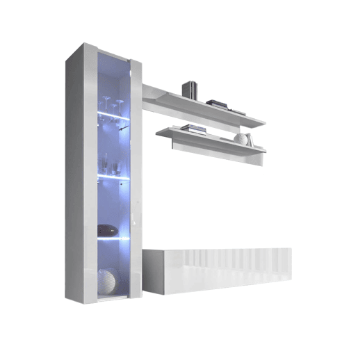 Móvel de sala Sala de estar e jantar Branco 210x40x160 2 portas LED Nora 2 Muebles Bonitos