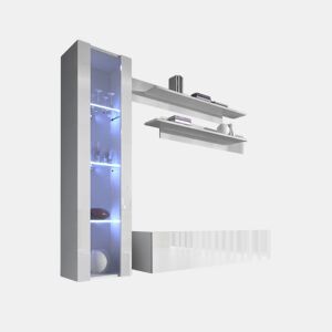 Móvel de sala Sala de estar e jantar Branco 210x40x160 2 portas LED Nora 2 Muebles Bonitos