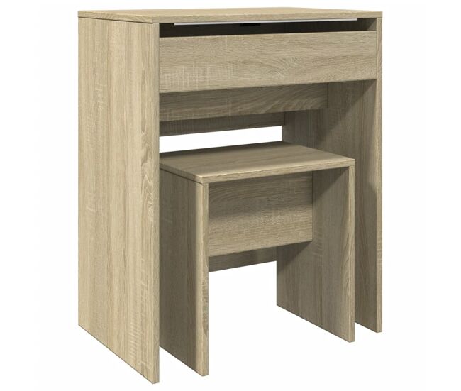 Tocador - tocador de maquillaje - mesa de tocador con taburete roble sonoma 60x40x113,5 cm