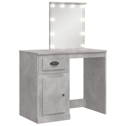 Penteadeira - Toucador com luzes LED 90x42x132,5 cm cinzento cimento