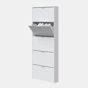 Sapateira moderna de 5 portas Branco brilhante 70cm x 180 x 17cm cm