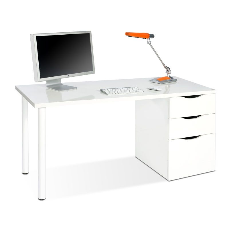 Mesa de escritorio athena blanco artik (blanco mate) 138 x 74 x 60 cm