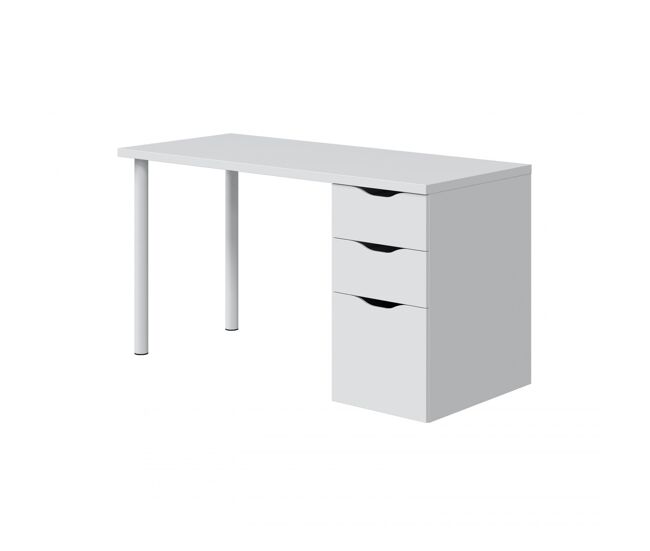 Mesa de escritorio con dos cajones y 1 puerta 138x60 cm athena blanco artik (blanco mate) 138 x 74 x 60 cm