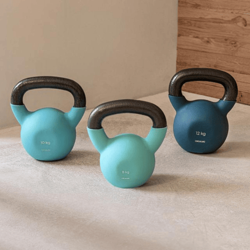 Cecotec Kettlebell com revestimento de neoprene. 12 kg Ferro fundido. Pega ergonómica. Design estético e fácil de limpar.