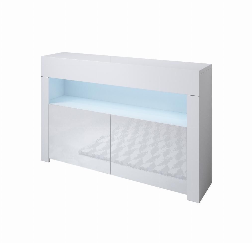 mueble tv salon comedor blanco 140x35x505 2 puertas led aker muebles bonitos