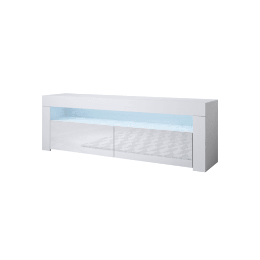 Móvel TV Sala de estar e jantar Branco 140x35x50,5 2 portas LED Aker Muebles Bonitos