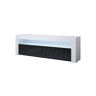 Móvel TV Sala de estar e jantar BrancoPreto 140x35x50,5 2 portas LED Aker Muebles Bonitos