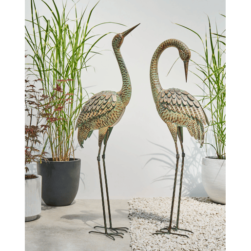 Figura decorativa de jardim BEYLA Garça Castanho
