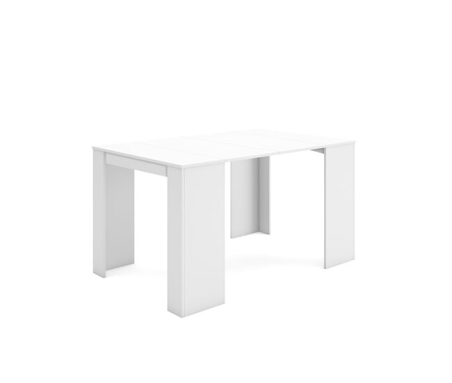 Mesa consola extensible, mesa comedor plegable, 140x90x77cm, para 6 comensales, comedor y cocina, blanco