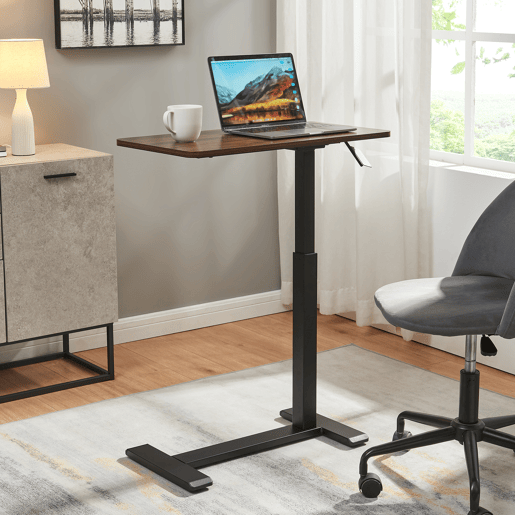 Mesa para computador portátil regulável em altura Klirg 66-92x68x36 cm aspeto nogueirapreto en.casa