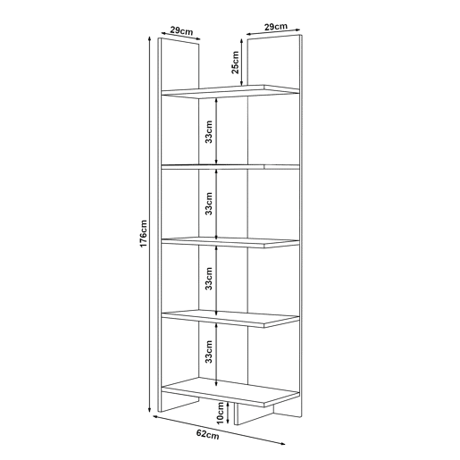 Estante Vireftere 176x62x29 cm Branco en.casa