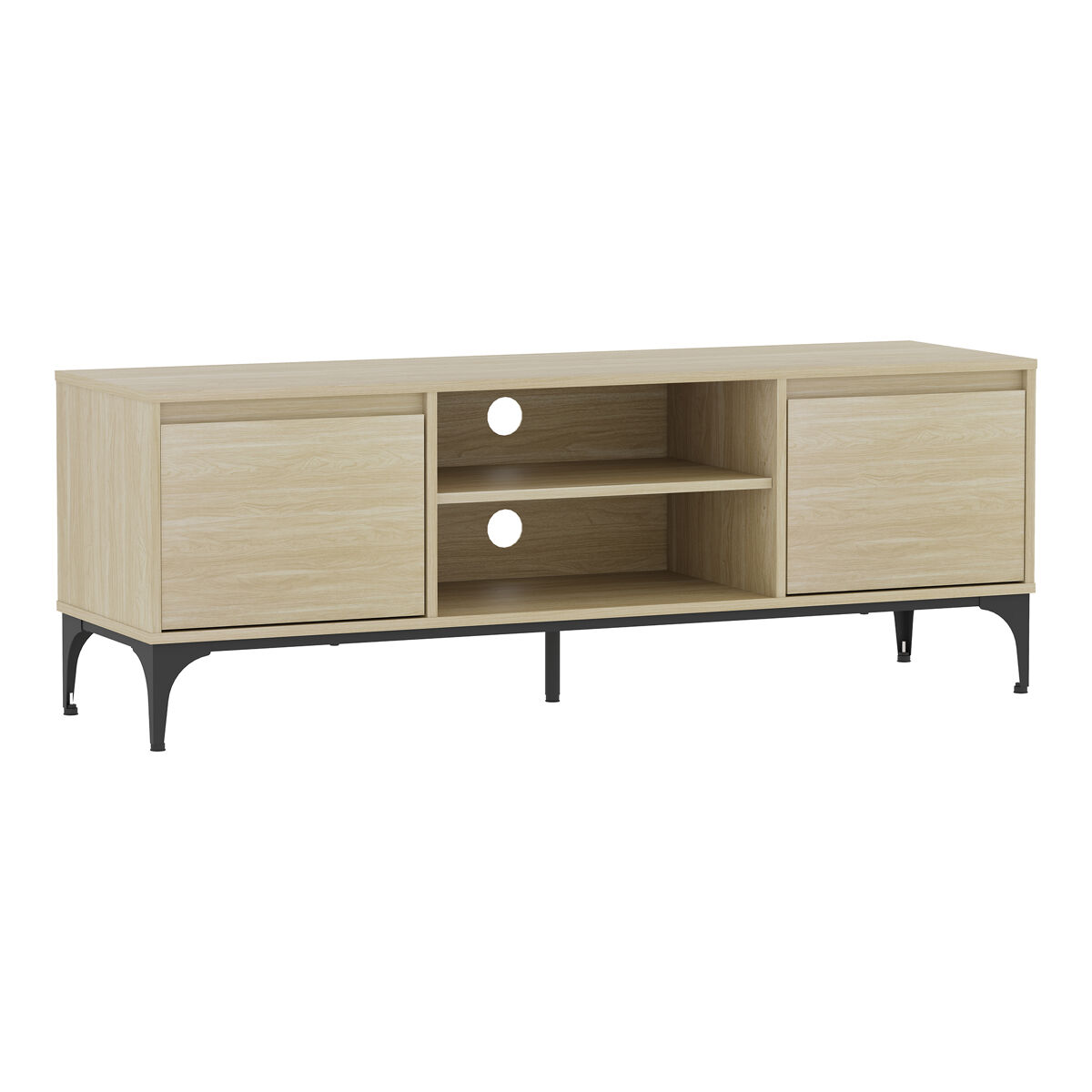 mueble de tv kistiandi 2 puertas 140x40x50 cm - roble claro encasa