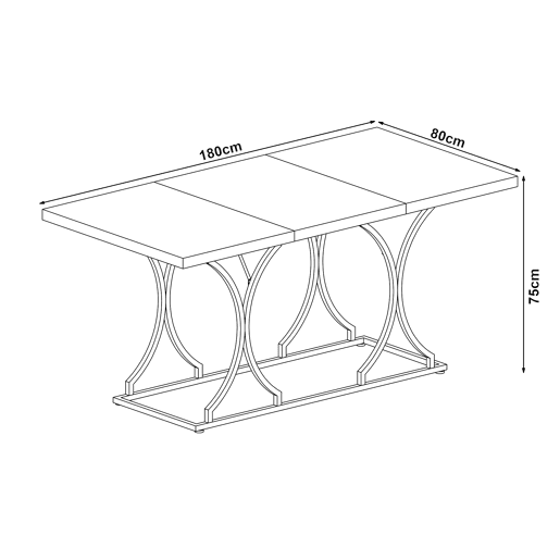 Mesa de jantar Figa para 6 pessoas, aspeto mármore, branco  dourado en.casa