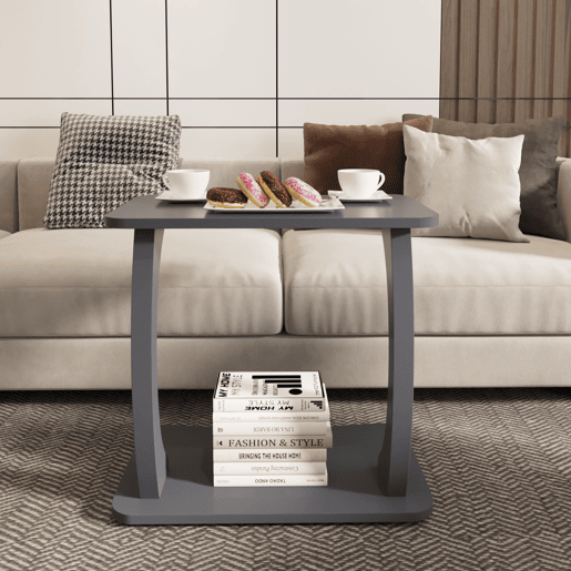 Mesa de apoio em forma de C Stattela 59x35x56 cm Cinzento en.casa