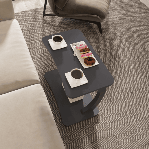 Mesa de apoio em forma de C Stattela 59x35x56 cm Cinzento en.casa