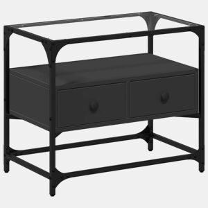 Móvel de TV - Modulo de TV - Armário de TV c tampo vidro 60x35x51 cm derivados madeira preto
