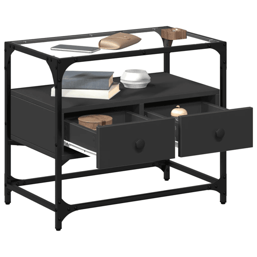 Móvel de TV - Modulo de TV - Armário de TV c tampo vidro 60x35x51 cm derivados madeira preto