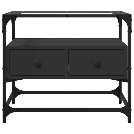 Móvel de TV - Modulo de TV - Armário de TV c tampo vidro 60x35x51 cm derivados madeira preto
