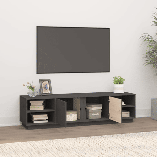 Móvel de TV - Modulo de TV - Armário de TV 156x40x40 cm madeira de pinho maciça cinzento