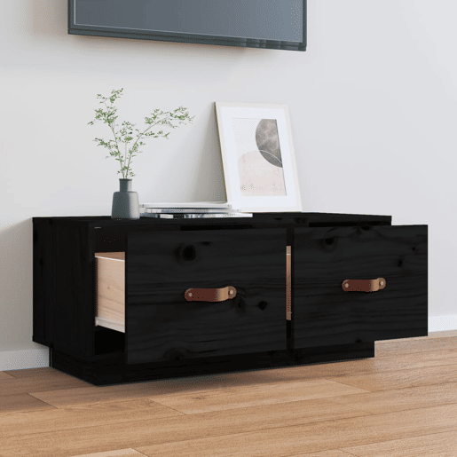 Móvel de TV - Modulo de TV - Armário de TV 80x34x35 cm madeira de pinho maciça preto
