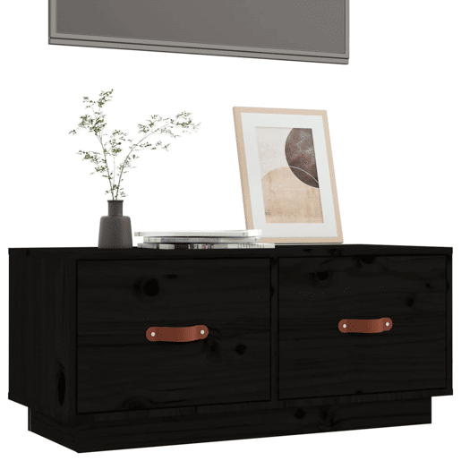 Móvel de TV - Modulo de TV - Armário de TV 80x34x35 cm madeira de pinho maciça preto