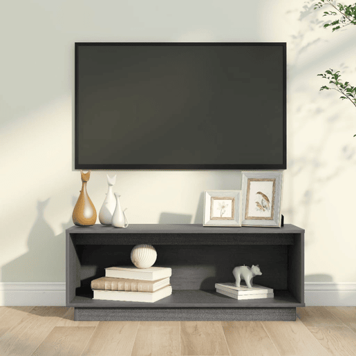 Móvel de TV - Modulo de TV - Armário de TV 90x35x35 cm madeira de pinho maciça cinza