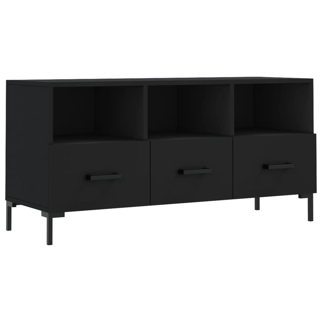 mueble tv - mesa de tv madera de ingenieria negro 102x36x50 cm
