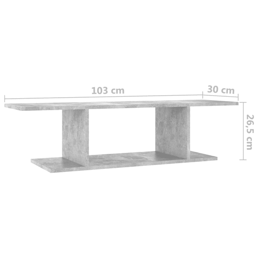 Móvel de TV - Modulo de TV - Armário de TV para parede 103x30x26,5 cm cinzento cimento