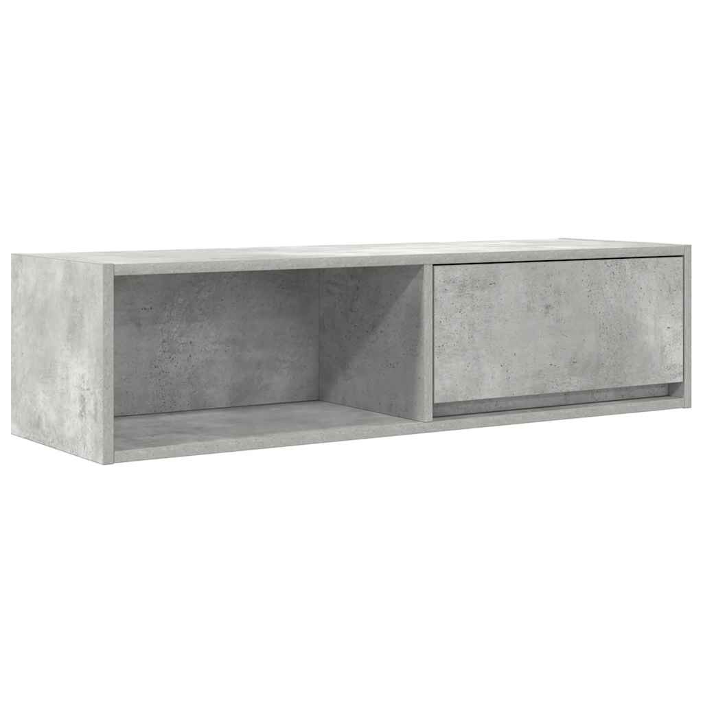 mueble tv - mesa de tv madera contrachapada gris hormigon 100x31x255 cm