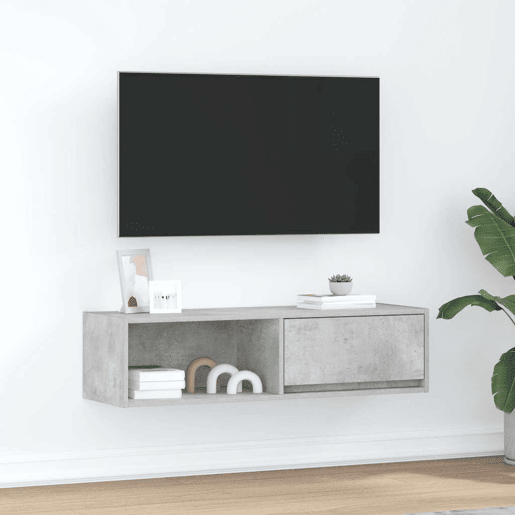 Móvel de TV - Modulo de TV - Armário de TV 100x31x25,5 cm derivados de madeira cinza cimento