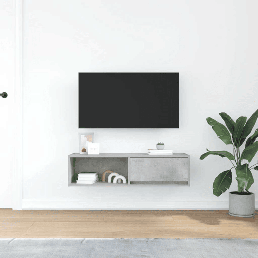 Móvel de TV - Modulo de TV - Armário de TV 100x31x25,5 cm derivados de madeira cinza cimento