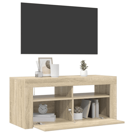 Móvel de TV - Modulo de TV - Armário de TV com luzes LED 90x35x40 cm carvalho sonoma