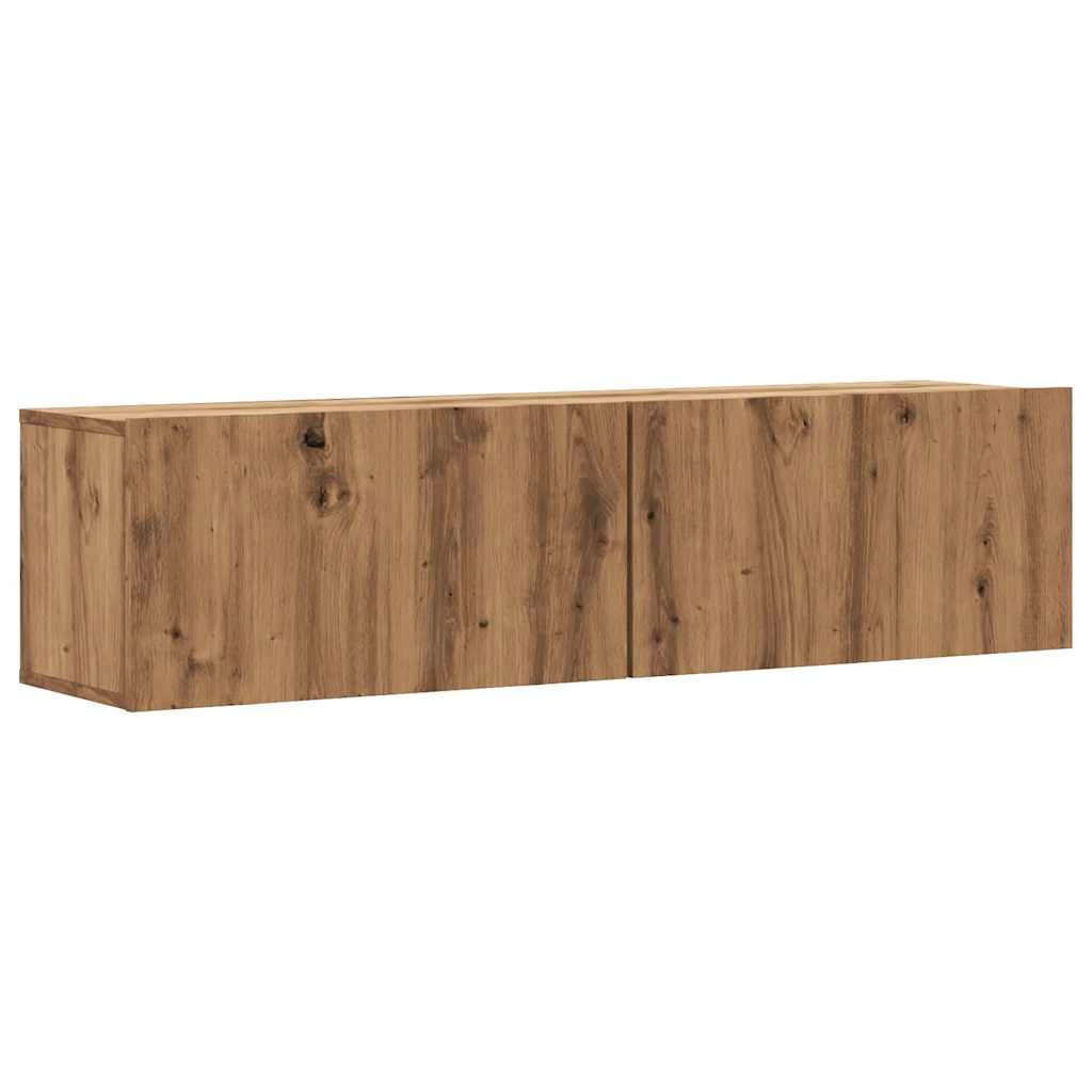 mueble tv - mesa de tv de pared madera ingenieria roble artisan 120x30x30 cm
