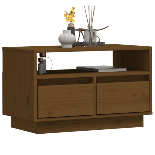 Móvel de TV - Modulo de TV - Armário de TV 60x35x37 cm madeira de pinho maciça castanho mel