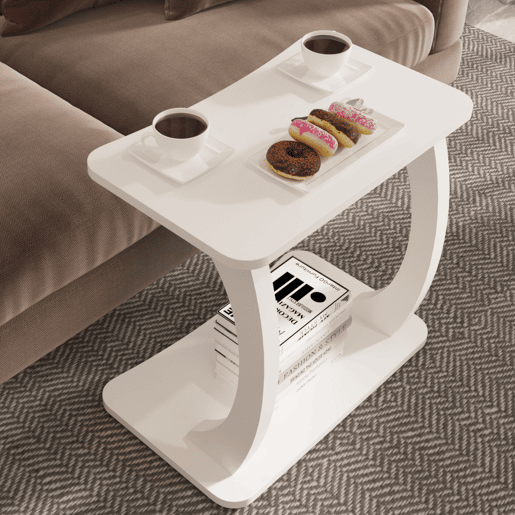 Mesa de apoio em forma de C Stattela 59x35x56 cm branco en.casa