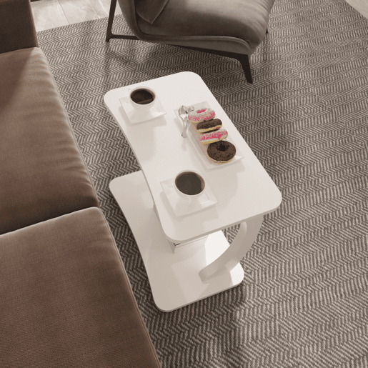 Mesa de apoio em forma de C Stattela 59x35x56 cm branco en.casa