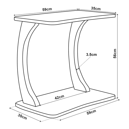 Mesa de apoio em forma de C Stattela 59x35x56 cm branco en.casa