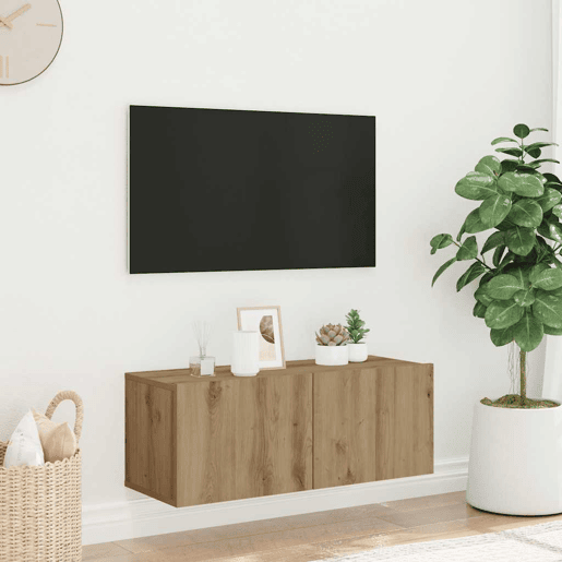 Móvel para TV - Móvel de TV - Armário de TV de parede derivados de madeira carvalho artisiano